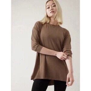 Athleta Tranquility Top Women’s Brown Hi Low Hem Oversized Sz 1X Activewear NWT